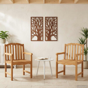 vidaXL Tuinstoel 2 pcs Naturel 58 x 60 x 93 cm Massief Teakhout