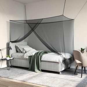 vidaXL Klamboe voor bed 156 mesh Zwart 220 x 120 x 150 cm Polyester