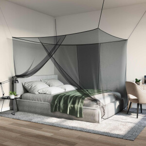vidaXL Klamboe voor bed 156 mesh Zwart 220 x 150 x 180 cm Polyester