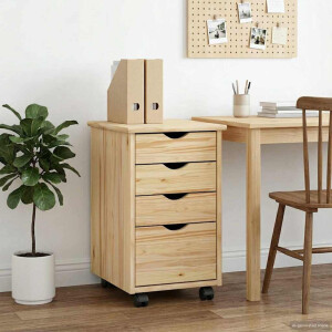 vidaXL Rolling Kast met wiel Bruin 34 x 39 x 56 cm Massief grenenhout