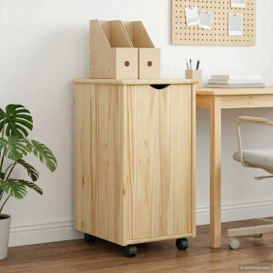 vidaXL Rolling Kast met wiel Bruin 34 x 39 x 65,5 cm Massief Vurenhout