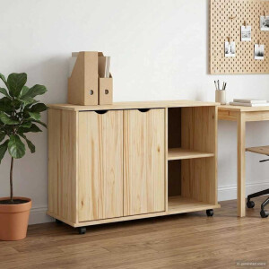 vidaXL Rolling Kast Bruin 100 x 39 x 65,5 cm Massief Vurenhout