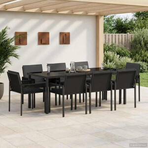 vidaXL Tuin eettafelset 25 st Zwart poly rattan