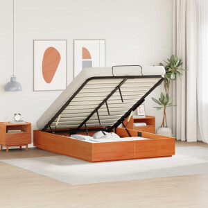 vidaXL Ottoman Bedframe Wasbruin 120 x 200 cm Massief grenenhout