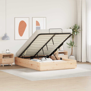vidaXL Ottoman Bedframe Naturel 160 x 200 cm Massief grenenhout
