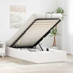vidaXL Ottoman Bedframe met Opslag Wit 100 x 200 cm Massief grenenhout