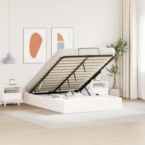 vidaXL Ottoman Bedframe met Opslag Wit 150 x 200 cm Massief grenenhout