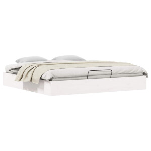 vidaXL Ottoman Bedframe met Opslag Wit 180 x 200 cm Massief grenenhout