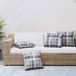 vidaXL Buiten Kussen Geruit 4 pcs Grijs Ruit 60 x 60 cm Stof