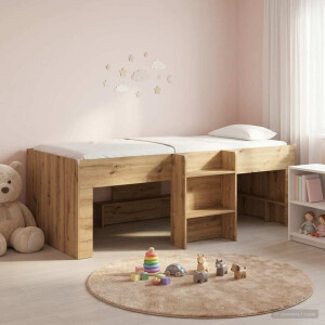 vidaXL Kinder Hoogslaper 2 pcs Artisanaal eiken 98.5 x 200 cm