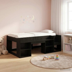 vidaXL Jeugd bedframe met opbergruimte Zwart eiken 80 x 200 cm