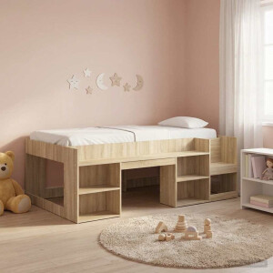 vidaXL Jeugd bedframe met opbergruimte Sonoma Eiken 80 x 200 cm