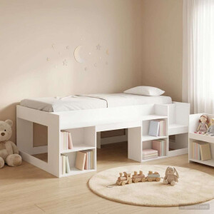 vidaXL Jeugd bedframe met opbergruimte Wit 90 x 200 cm Bewerkt hout