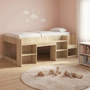 vidaXL Jeugd bedframe met opbergruimte Sonoma Eiken 90 x 200 cm