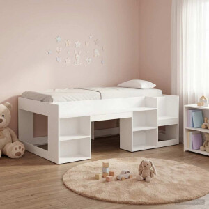 vidaXL Jeugd bedframe met opbergruimte Wit 98.5 x 200 cm Bewerkt hout