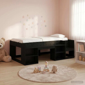 vidaXL Jeugd bedframe met opbergruimte Zwart eiken 98.5 x 200 cm