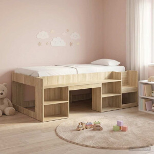 vidaXL Jeugd bedframe met opbergruimte Sonoma Eiken 98.5 x 200 cm