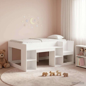 vidaXL Jeugd bedframe met opbergruimte Wit 80 x 160 cm Bewerkt hout