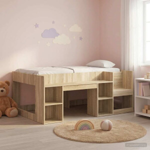 vidaXL Jeugd bedframe met opbergruimte Sonoma Eiken 80 x 160 cm