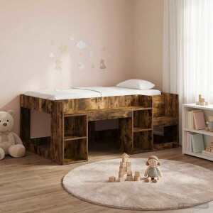 vidaXL Jeugd bedframe met opbergruimte Gerookt eiken 80 x 160 cm
