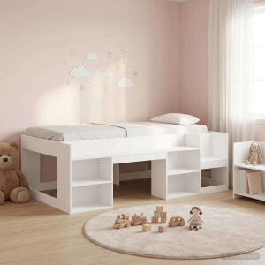 vidaXL Jeugd bedframe met opbergruimte Wit 90 x 190 cm Bewerkt hout