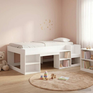 vidaXL Jeugd bedframe met opbergruimte Wit 75 x 190 cm Bewerkt hout