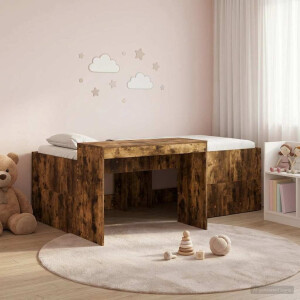 vidaXL Hoge Bed Frame met Bureau voor Kinderen Gerookt eiken