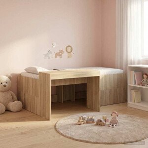 vidaXL Hoge Bed Frame met Bureau voor Kinderen Sonoma Eiken