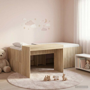 vidaXL Hoge Bed Frame met Bureau voor Kinderen Sonoma Eiken