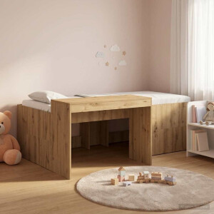 vidaXL Hoge Bed Frame met Bureau voor Kinderen Artisanaal eiken