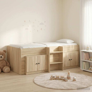 vidaXL Loft Bed Frame met Kast 3 st Sonoma Eiken Bewerkt hout