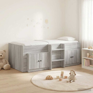 vidaXL Loft Bed Frame met Kast 3 st Grijs Sonoma Bewerkt hout