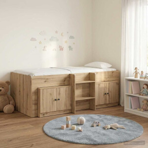 vidaXL Loft Bed Frame met Kast 3 st Artisanaal eiken Bewerkt hout