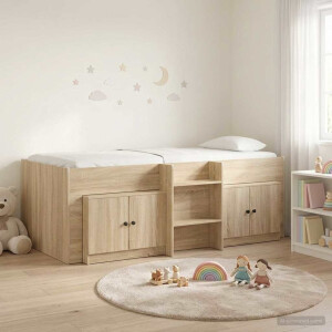 vidaXL Loft Bed Frame met Kast 3 st Sonoma Eiken Bewerkt hout
