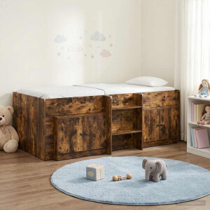 vidaXL Loft Bed Frame met Kast 3 pcs Gerookt eiken Bewerkt hout