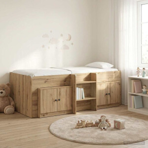 vidaXL Loft Bed Frame met Kast 3 st Artisanaal eiken Bewerkt hout