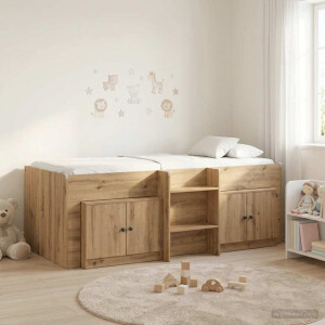 vidaXL Loft Bed Frame met Kast 3 pcs Artisanaal eiken Bewerkt hout