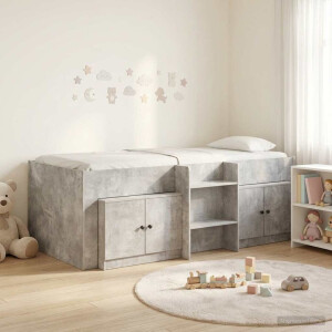 vidaXL Loft Bed Frame met Kast met opslag 3 st Betongrijs Bewerkt hout