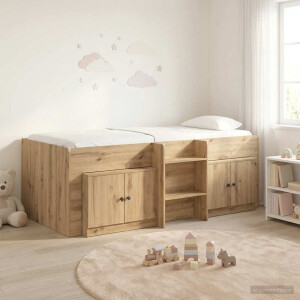 vidaXL Loft Bed Frame met Kast 3 st Artisanaal eiken Bewerkt hout