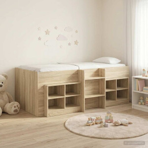 vidaXL Loft Bed Frame met Kast 3 st Sonoma Eiken Bewerkt hout