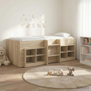 vidaXL Loft Bed Frame met Kast 3 st Sonoma Eiken Bewerkt hout