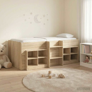 vidaXL Loft Bed Frame met Kast 3 st Sonoma Eiken Bewerkt hout