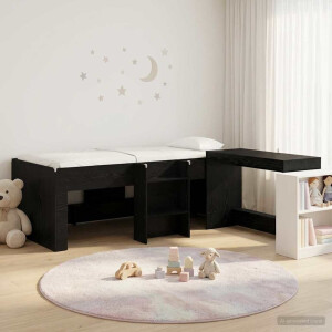 vidaXL Hoge Bed Frame met Bureau voor Kinderen Zwart eiken 80 x 200 cm