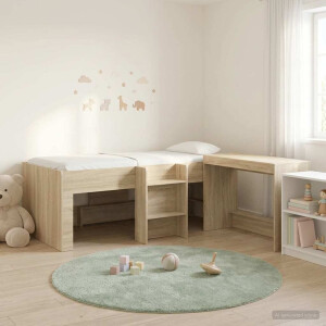 vidaXL Hoge Bed Frame met Bureau voor Kinderen 2 st Sonoma Eiken