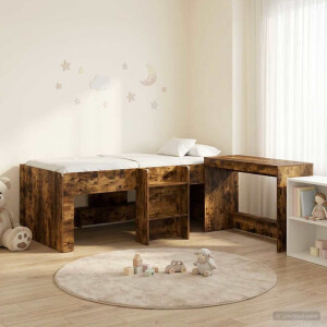 vidaXL Bedframe met Bureau 2 st Gerookt eiken Bewerkt hout