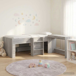vidaXL Bedframe met Bureau 2 st Grijs Sonoma Bewerkt hout