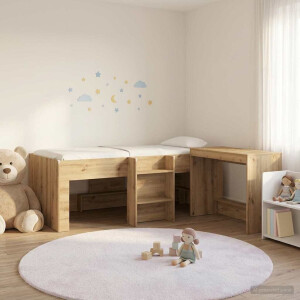 vidaXL Bedframe met Bureau 2 st Artisanaal eiken Bewerkt hout