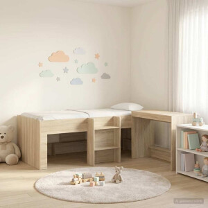 vidaXL Hoge Bed Frame met Bureau voor Kinderen 2 st Sonoma Eiken