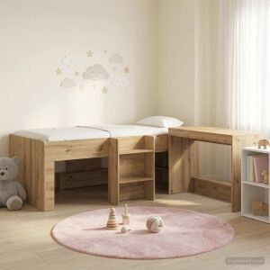 vidaXL Hoge Bed Frame met Bureau voor Kinderen 2 st Artisanaal eiken