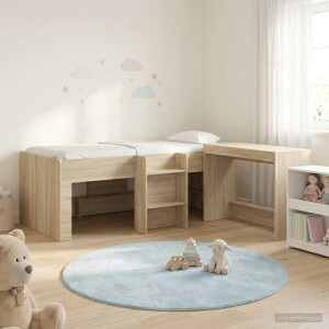 vidaXL Hoge Bed Frame met Bureau voor Kinderen 2 st Sonoma Eiken